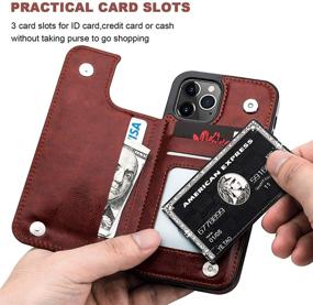 img 1 attached to 📱 ONETOP iPhone 12/12 Pro Wallet Case with Card Holder - PU Leather Kickstand & Card Slots, Double Magnetic Clasp, Durable Shockproof Cover 6.1 Inch (Brown)