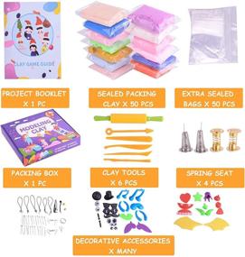 img 3 attached to 🎨 Exptolii Modeling Clay Set: 50 Colors Air Dry Clay for Boys & Girls - Super Light DIY Molding Clay with Tools and Animal Accessories - Non-Toxic Fun!