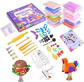 img 4 attached to 🎨 Exptolii Modeling Clay Set: 50 Colors Air Dry Clay for Boys & Girls - Super Light DIY Molding Clay with Tools and Animal Accessories - Non-Toxic Fun!