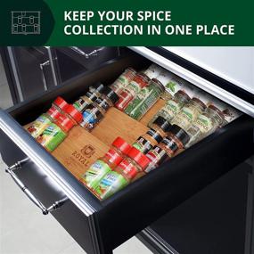 img 2 attached to 🎍 Bamboo Spice Drawer Organizer for Kitchen - Luxury Spice Rack for Deep Drawers (17"x13.5")