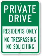 private drive no trespassing no soliciting sign logo