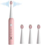 🦷 sonic electric toothbrushes for kids-5 modes with smart timer, waterproof usb charging rechargeable ultrasonic toothbrushes, 4 replacement brush heads, adults power toothbrush, dentists recommend: improve dental hygiene with advanced technology! logo