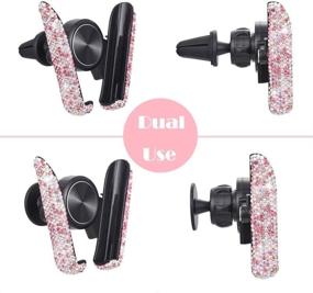 img 1 attached to Shiny Bling Car Cell Phone Mount Holder For Air Vents Dashboard Diamond Style Universal Phone Holder (Pink)