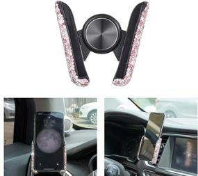 img 3 attached to Shiny Bling Car Cell Phone Mount Holder For Air Vents Dashboard Diamond Style Universal Phone Holder (Pink)