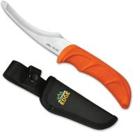 🔪 outdoor edge zip blade - 4.0" fixed blade hunting knife for skinning and gutting large game - includes black nylon belt sheath логотип