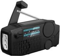 🌞 2021 newest model: tiemahun portable solar emergency hand crank weather radio with power bank, sos alarm, and led flashlight - black logo