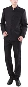 img 4 attached to 🏻 Modern Chinese Tunic Suits: Sleek Black Mandarin Collar Formal Suit with Japanese School Uniform Influence - Slim Fit, Front Button, Perfect Groom Dress