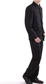 img 2 attached to 🏻 Modern Chinese Tunic Suits: Sleek Black Mandarin Collar Formal Suit with Japanese School Uniform Influence - Slim Fit, Front Button, Perfect Groom Dress