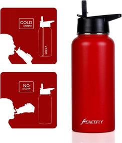 img 3 attached to SHEEFLY 32oz Insulated Water Bottle – Double Vacuum Stainless Steel, Leak-Proof and BPA Free – Ideal for Sports, Fitness, Camping, Yoga, Hiking, and Gym – Wide Mouth with Flex Handle and Straw Lid