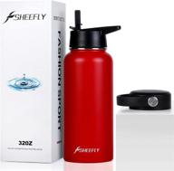 sheefly 32oz insulated water bottle – double vacuum stainless steel, leak-proof and bpa free – ideal for sports, fitness, camping, yoga, hiking, and gym – wide mouth with flex handle and straw lid logo