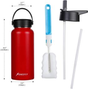 img 2 attached to SHEEFLY 32oz Insulated Water Bottle – Double Vacuum Stainless Steel, Leak-Proof and BPA Free – Ideal for Sports, Fitness, Camping, Yoga, Hiking, and Gym – Wide Mouth with Flex Handle and Straw Lid