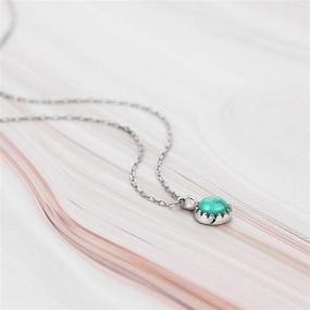 img 2 attached to 🌟 Michooyel S925 Dainty Turquoise/Opal Pendant Necklace: Petite Birthstone Layering Necklace for Women and Girls