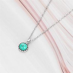 img 1 attached to 🌟 Michooyel S925 Dainty Turquoise/Opal Pendant Necklace: Petite Birthstone Layering Necklace for Women and Girls