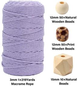 img 3 attached to 🧵 Macrame Kit: 134 Pcs MTOUOCK Purple DIY Macrame Kit for Adults Beginners - Includes 3mm × 219 Yards Cotton Cord with Wooden Beads, Sticks, Rings (Metal & Wooden)