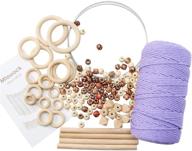 🧵 macrame kit: 134 pcs mtouock purple diy macrame kit for adults beginners - includes 3mm × 219 yards cotton cord with wooden beads, sticks, rings (metal & wooden) logo