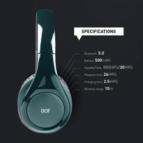 img 2 attached to iJoy ISO Wireless Bluetooth Headphones: Over Ear Stereo Headset, Handsfree or Wired Use, Foldable (Glossy Green)