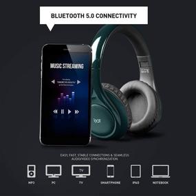 img 1 attached to iJoy ISO беспроводные наушники Bluetooth: наушники Over Ear Stereo, Handsfree или проводное использование, складные (глянцевый зеленый)