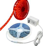 🔴 dealled waterproof red led strip tape light kit - smd2835 300leds for under cabinet, kitchen, household, garden, patio accent lighting - ip65 glue sealed, includes 12v power supply логотип