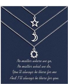 img 4 attached to 🌟 Sincere Friendship Best Friend Necklaces: Sun Moon Star Dainty Layered Necklace for 3 Friends, Perfect Birthday & Christmas Gifts for Women, Teens & Girls