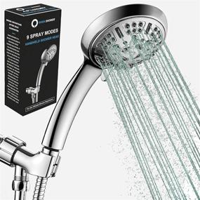 img 4 attached to 🚿 Powerful High Pressure Handheld Shower Head Set-9 Functions with 59'' Hose, Bracket & Teflon Tape—Revitalize Your Shower Experience Even with Low Water Pressure (C-UPC)