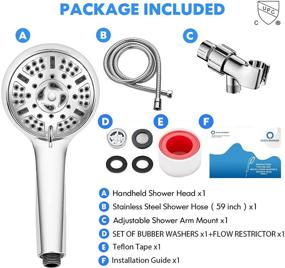 img 2 attached to 🚿 Powerful High Pressure Handheld Shower Head Set-9 Functions with 59'' Hose, Bracket & Teflon Tape—Revitalize Your Shower Experience Even with Low Water Pressure (C-UPC)