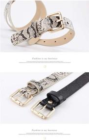 img 2 attached to Stylish Snakeskin Print PU Leather Dress & Jeans Waist Belt - Gold Pin Buckle for Women, Girls, and Ladies