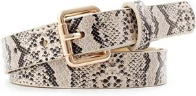 img 3 attached to Stylish Snakeskin Print PU Leather Dress & Jeans Waist Belt - Gold Pin Buckle for Women, Girls, and Ladies