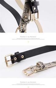 img 1 attached to Stylish Snakeskin Print PU Leather Dress & Jeans Waist Belt - Gold Pin Buckle for Women, Girls, and Ladies