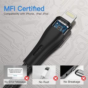 img 1 attached to 🔌 Сертифицированное зарядное устройство Apple MFi для iPhone 6 футов 3 штуки - премиум-плетеный кабель Lightning для iPhone 12 Pro Max/11/X/XS/XR/XS Max/8/7/6/5S/SE/iPad Mini Air/Черный 2М Длинный.