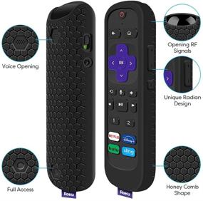 img 2 attached to Чехол для пульта управления Roku Voice Remote Pro - силиконовый защитный чехол для пульта управления Roku Ultra 2020/2019/2018 с универсальным держателем на задней стороне - в комплекте новый защитник батареи (черный)