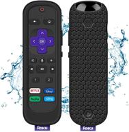 чехол для пульта управления roku voice remote pro - силиконовый защитный чехол для пульта управления roku ultra 2020/2019/2018 с универсальным держателем на задней стороне - в комплекте новый защитник батареи (черный) логотип