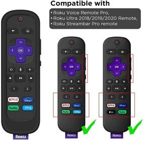 img 3 attached to Чехол для пульта управления Roku Voice Remote Pro - силиконовый защитный чехол для пульта управления Roku Ultra 2020/2019/2018 с универсальным держателем на задней стороне - в комплекте новый защитник батареи (черный)