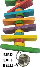 img 2 attached to 🦜 Tropical Chickens Wooden Bird Chew Toy: Colorful Hanging Wood Blocks for Parrots, Macaws, African Greys, and Conures