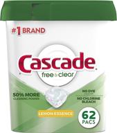 🍋 cascade free & clear dishwasher pods: lemon essence actionpacs detergent - 62 count for sparkling clean dishes logo