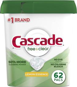 img 4 attached to 🍋 Cascade Free & Clear Dishwasher Pods: Lemon Essence Actionpacs Detergent - 62 Count for Sparkling Clean Dishes