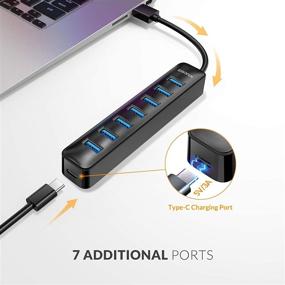 img 3 attached to 📦 iDsonix USB 3.0 Hub, 7-Port Powered USB Splitter with 5V/3A, SuperSpeed 5Gbps Data Transfer, for Laptop, iMac, Surface Pro, XPS, USB Flash Drives, Mobile HDD, Printer, Camera, and More - Black