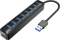 📦 idsonix usb 3.0 hub, 7-port powered usb splitter with 5v/3a, superspeed 5gbps data transfer, for laptop, imac, surface pro, xps, usb flash drives, mobile hdd, printer, camera, and more - black logo