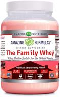 🍓 amazing formulas the family whey whey protein (isolate) powder - 2 lbs - complete & pure protein - gluten-free (strawberry flavor) logo