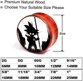 img 1 attached to 🌳 FLYUN 2PCS Wood Gauges for Ears: Anime Ear Gauge Plugs, 0G-1'' (8mm-25mm) Stretcher Expander Piercings Jewelry for Men