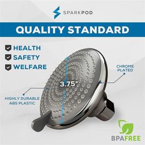 img 2 attached to 🚿 SparkPod High Pressure 3-Function Rain Shower Head - Luxury Modern Look - 3.75-inch Wide Angle Rainfall Showerhead - Easy Tool-less 1-Minute Installation (Chrome)