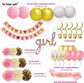 img 2 attached to Pink Gold Princess Baby Shower Decorations: It's A Girl Banner, Poms, Lanterns, Mom To Be Sash