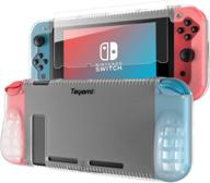 🎮 teyomi protective silicone case for nintendo switch - clear white: grip cover, tempered glass screen protector, game card storage, shock-absorption & anti-scratch logo