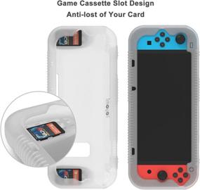 img 2 attached to 🎮 Teyomi Protective Silicone Case for Nintendo Switch - Clear White: Grip Cover, Tempered Glass Screen Protector, Game Card Storage, Shock-Absorption & Anti-Scratch