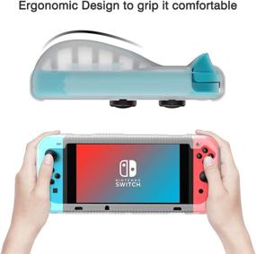 img 3 attached to 🎮 Teyomi Protective Silicone Case for Nintendo Switch - Clear White: Grip Cover, Tempered Glass Screen Protector, Game Card Storage, Shock-Absorption & Anti-Scratch