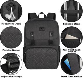 img 1 attached to 🎒 Versatile Lunch Backpack for Women: Insulated Cooler Laptop School Bookbag with USB Charging Port - Perfect for Students, Men, Boys, and Girls! Waterproof and Durable, Fits 15.6 Inch Notebook