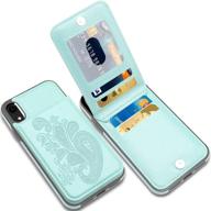 🌼 lakibeibi iphone xr cases - flower series slim pu leather wallet flip case with card holder & screen protector, mint - full body protective case for girls - fits iphone xr (2018) 6.1 inches logo