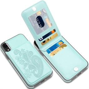 img 4 attached to 🌼 LakiBeibi iPhone XR Cases - Flower Series Slim PU Leather Wallet Flip Case with Card Holder & Screen Protector, Mint - Full Body Protective Case for Girls - Fits iPhone XR (2018) 6.1 Inches