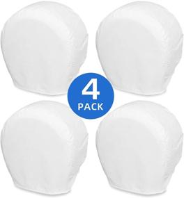 img 4 attached to 🚗 VINPATIO 4-Pack Waterproof Tire Covers for RV, Truck, SUV, Trailer | Universal Fit 36-39 inches | White Wheel Protectors