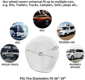 img 3 attached to 🚗 VINPATIO 4-Pack Waterproof Tire Covers for RV, Truck, SUV, Trailer | Universal Fit 36-39 inches | White Wheel Protectors