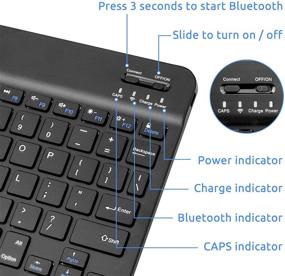 img 2 attached to 💻 Черная беспроводная клавиатура для Amazon Fire HD 10, универсальная тонкая портативная блютуз-клавиатура с встроенным аккумулятором
